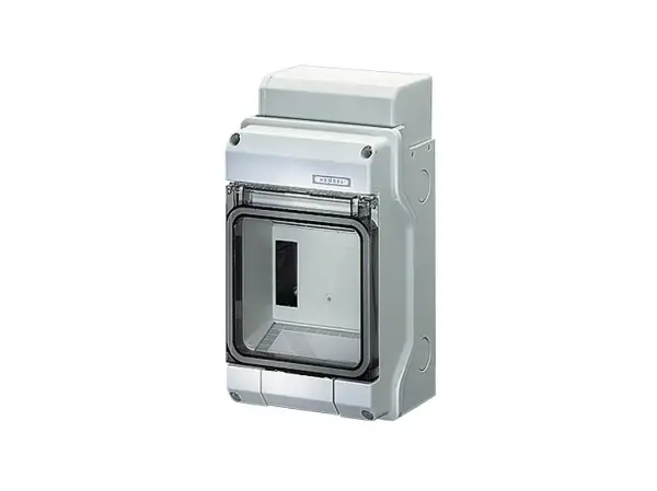 Hensel - KV 8104 - Kv-sigorta Kutusu; Ip65, 1x4.5/ 4.5 Modül, Ik08, PS, H/s F, Fr, Elastik Membranlı, Ral 7035 (gri), Şeffaf KapaklıEnyboard - Sigorta Kutusu - 1