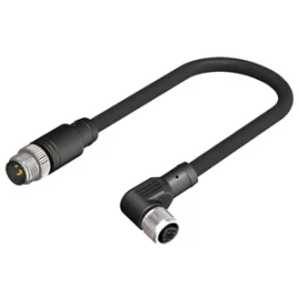 CDF12R4-M12S4-05BP34 - M12, 4 pin, dişi 90°-erkek düz konnektörlü, 5m pvc kablo - 1