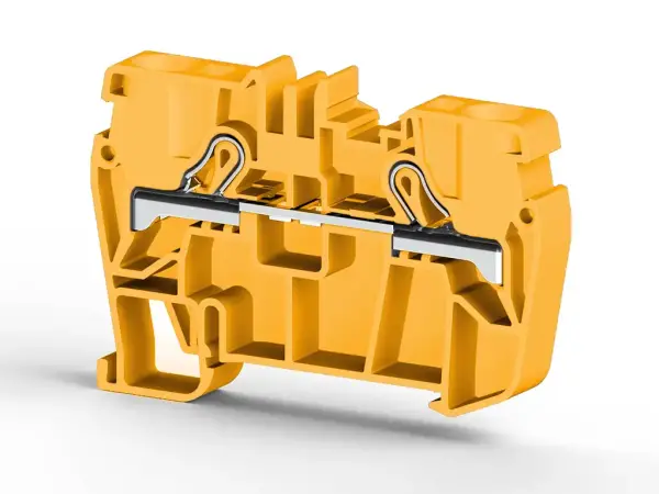 Klemsan - 307123 PYK 6 6mm2, pratik yay bağlantılı, 1 giriş 1 çıkış geçiş klemensi, yalıtım malzemesi pa, sarı - 1