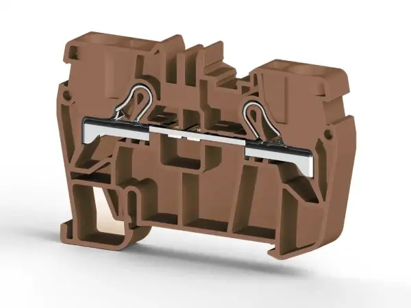 Klemsan - 307128 PYK 6 6mm2, pratik yay bağlantılı, 1 giriş 1 çıkış geçiş klemensi, yalıtım malzemesi pa, kahverengi - 1