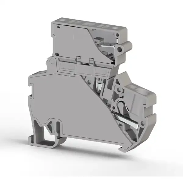 Klemsan - 307249 PYK 4S (5x20) 4mm2, pratik yay bağlantılı, ayırma kollu sigortalı klemens(5x20), yalıtım malzemesi pa, gri - 1