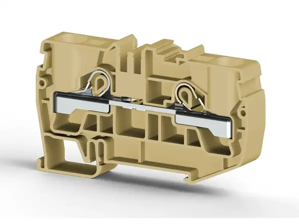 Klemsan - 307650 PYK 16 16mm2, pratik yay bağlantılı, 1 giriş 1 çıkış geçiş klemensi, yalıtım malzemesi pa, bej - 1