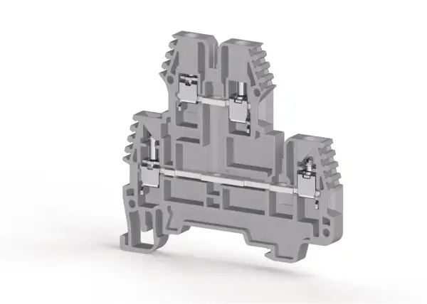 Klemsan - 325249 PIK 2,5RD 2,5mm2, vida bağlantılı, iki katlı 1 giriş 1 çıkış klemens, yalıtım malzemesi pa, gri - 1