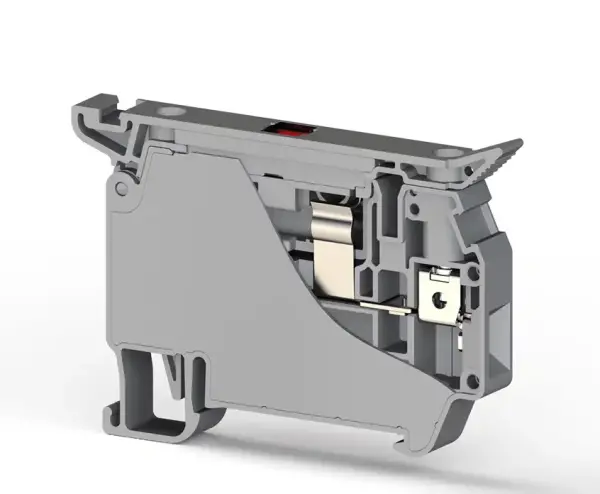 Klemsan - 353429 ASK 5 LD 4mm2, vida bağlantılı, 24v ledli, sigortalı klemens(5x50-25), yalıtım malzemesi pa, gri - 1