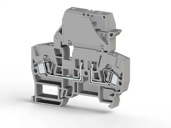 Klemsan - 355119 YBK S 4mm2, yay bağlantılı, kollu tip sigortalı klemens(5x20-25), yalıtım malzemesi pa, gri - 1