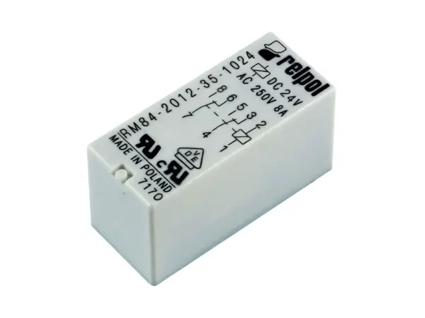 Relpol - RM84-2012-25-1024 - 2 Kutuplu Enversör Kontak, 8 A Termik Akım, PCB Tipi, 24V DC - 1