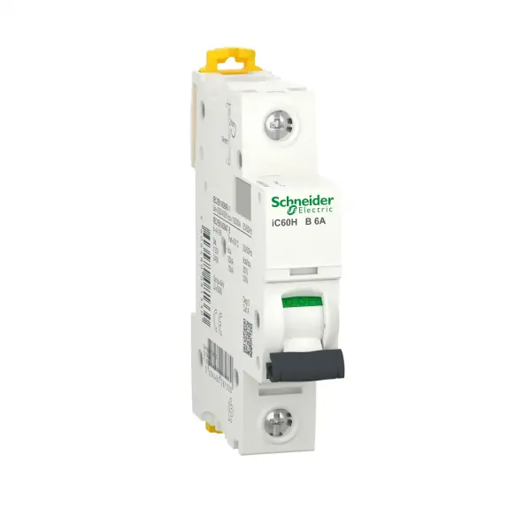 Schneider Electric - A9F83106 - Minyatür devre kesici, Acti9 iC60H, 1P, 6 A, B eğrisi, 10000 A (IEC 60898-1), 15 kA (IEC 60947-2) - 1
