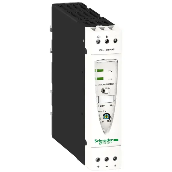 Schneider Electric - ABL8REM24030 - Regulated Switch Power Supply, 1 or 2 - phase, 100..240V AC, 24V, 3 A - 1