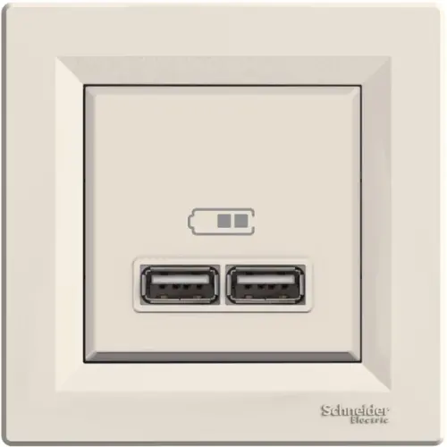 Schneider Electric - EPH2700223 - Asfora Double Usb Type-a 2.1a Cream - 1