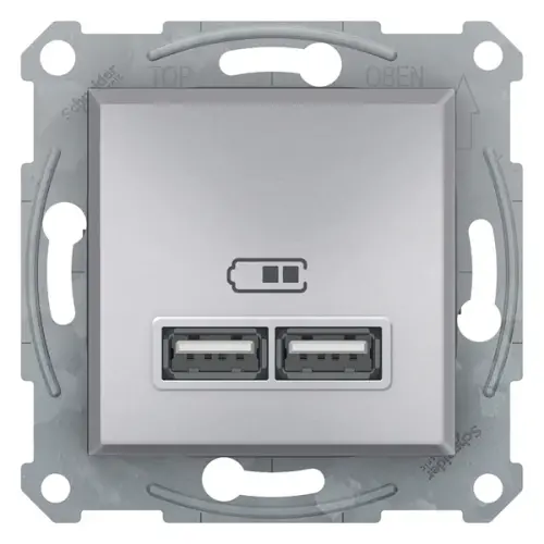 Schneider Electric - EPH2700261 - Asfora Double Usb Type-a 2.1a Alum - 1