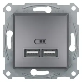 EPH2700262 - Asfora Double Usb Type-a 2.1a Steel - 1
