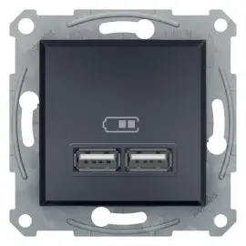 EPH2700271 - Asfora Double Usb Type-a 2.1a Anthracite - 1