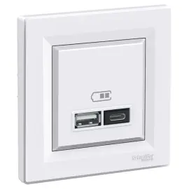 EPH2700321 - Asfora Usb Prizi, 2.4a, İkili, Type A+c, Beyaz - 1