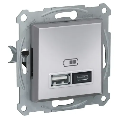 Schneider Electric - EPH2700361 - Asfora Usb Prizi, 2.4a, İkili, Type A+c, Alüminyum - 1