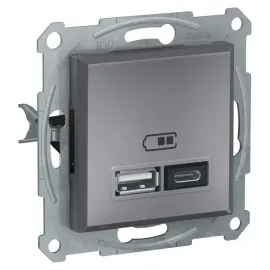 EPH2700362 - Asfora Usb Prizi, 2.4a, İkili, Type A+c, Çelik - 1