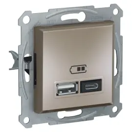 EPH2700369 - Asfora Usb Prizi, 2.4a, İkili, Type A+c, Bronz - 1