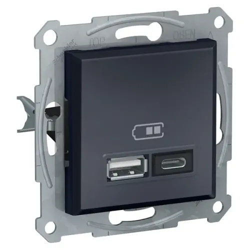 Schneider Electric - EPH2700371 - Asfora Usb Prizi, 2.4a, İkili, Type A+c, Antrasit - 1