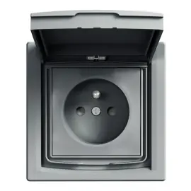 EPH2800362 - Asfora – Ip44 Kapaklı Çocuk Korumalı Ups Priz, 16a, Çerçeveli – Çelik - 1