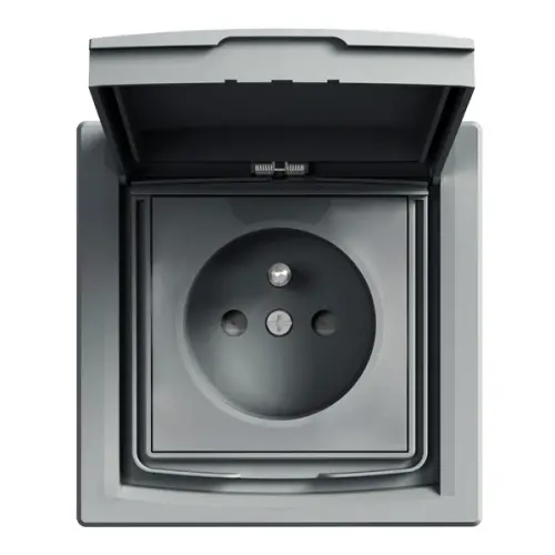 Schneider Electric - EPH2800362 - Asfora – Ip44 Kapaklı Çocuk Korumalı Ups Priz, 16a, Çerçeveli – Çelik - 1