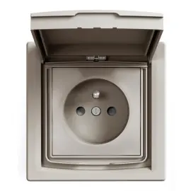 EPH2800369 - Asfora – Ip44 Kapaklı Çocuk Korumalı Ups Priz, 16a, Çerçeveli – Bronz - 1