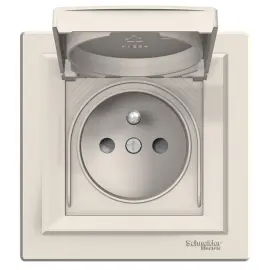 EPH2800623 - Asfora Kapaklı Ip44 Ups Priz Krem, Vidalı, Çerçeveli - 1