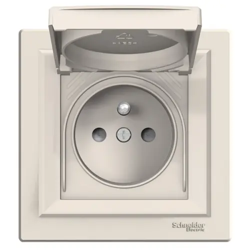 Schneider Electric - EPH2800623 - Asfora Kapaklı Ip44 Ups Priz Krem, Vidalı, Çerçeveli - 1