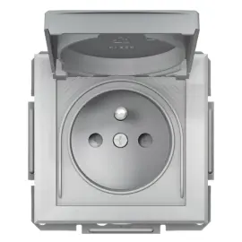 EPH2800661 - Asfora Plus Kapaklı Ip44 Ups Priz Alüminyum, Vidalı, Çerçevesiz - 1