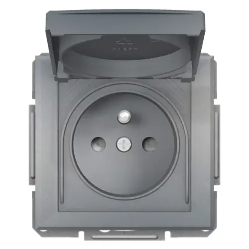 Schneider Electric - EPH2800662 - Asfora Plus Kapaklı Ip44 Ups Priz Çelik, Vidalı, Çerçevesiz - 1