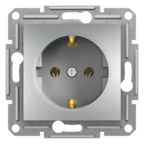 Schneider Electric - EPH2900161 - Asfora Plus Topraklı Priz Alüminyum, Vidalı, Çerçevesiz - 1