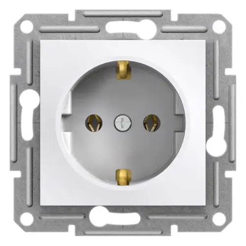 Schneider Electric - EPH2970121 - Asfora Topraklı Priz Beyaz, Vidalı, Çerçevesiz - 1