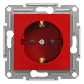 EPH2970542 - Asfora Side-e. S.o. W/shtr W/o Frame Red - Asfora Topraklı Priz (çocuk Korumalı) Çerçevesiz - 1