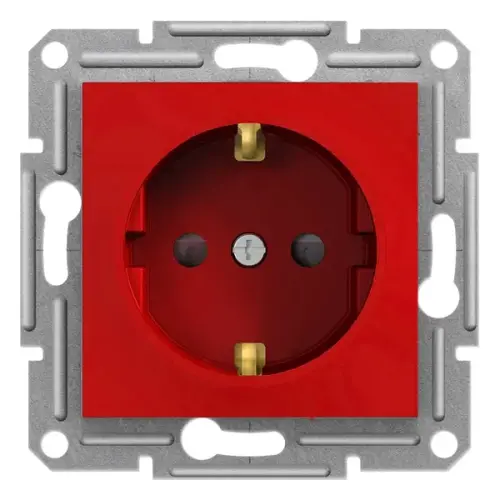 Schneider Electric - EPH2970542 - Asfora Side-e. S.o. W/shtr W/o Frame Red - Asfora Topraklı Priz (çocuk Korumalı) Çerçevesiz - 1