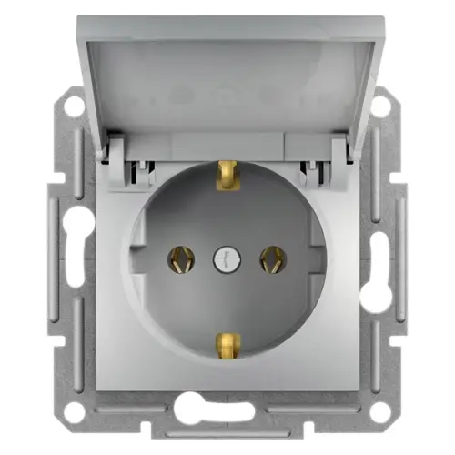 Schneider Electric - EPH3100161 - Asfora Plus Kapaklı Topraklı Priz Alüminyum, Vidalı, Çerçevesiz - 1