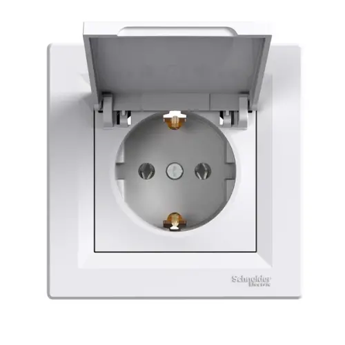 Schneider Electric - EPH3102121 - Asfr Side-e. S.o. W/lid W/screws Wht Dıy - Asfora Kapaklı Topraklı Priz Ip44 - 1