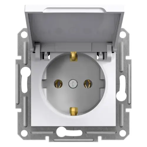 Schneider Electric - EPH3170121 - Asfora Kapaklı Topraklı Priz Ip44 Beyaz, Vidalı, Çerçevesiz - 1
