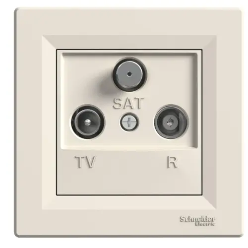 Schneider Electric - EPH3500223 - Asfora – Geçişli Tv/r/sat Prizi, 4db, Çerçeveli – Krem - 1