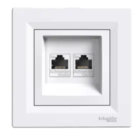EPH4400121-02 - Asfora 2*rj45 Konnektörsüz Data Prizi Beyaz, Vidasız, Çerçeveli - 1