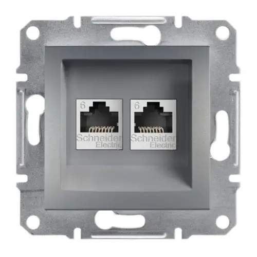 Schneider Electric - EPH4800162 - Asfora 2xrj45 Cat6 Utp Data Socket Steel - 1