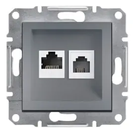 EPH5200162 - Asfora Rj45+rj11 Cat6 Utp Data Skt Steel - 1