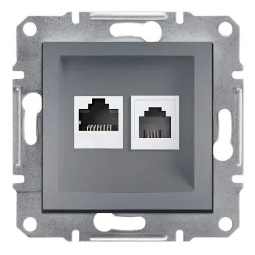 Schneider Electric - EPH5200162 - Asfora Rj45+rj11 Cat6 Utp Data Skt Steel - 1