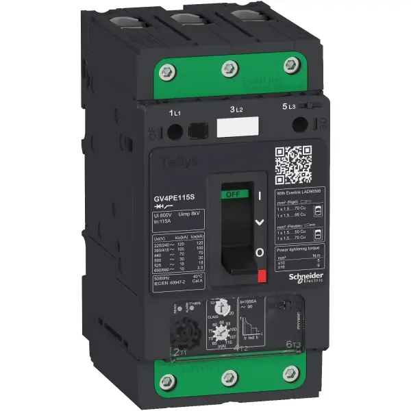 Schneider Electric - GV4PE50B - Motor circuit breaker, TeSys GV4, 3P, 50A, Icu 25kA, thermal magnetic, Everlink terminals - 1