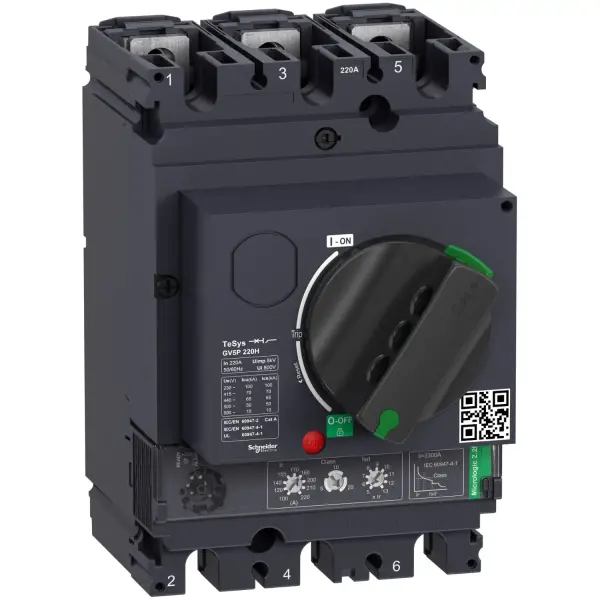 Schneider Electric - GV5P220H - Motor devre kesici, TeSys GV5, 3P, 220A, Icu 70kA, termal manyetik - 1