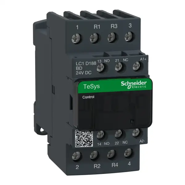 Schneider Electric - LC1D188BD - TeSys D kontaktör - 4P(2 NA + 2 NK) - AC-1 - <= 440 V 32 A - 24 V DC bobin - 1