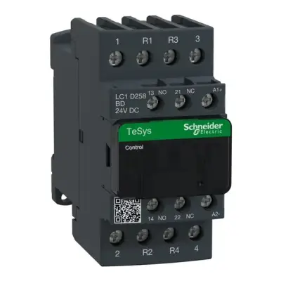 Schneider Electric - LC1D258BD - TeSys D kontaktör - 4P(2 NA + 2 NK) - AC-1 - <= 440 V 40 A - 24 V DC bobin - 1