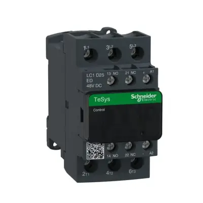 Schneider Electric - LC1D25ED - TeSys D kontaktör - 3P(3 NA) - AC-3 - <= 440 V 25 A - 48 V DC bobin - 1