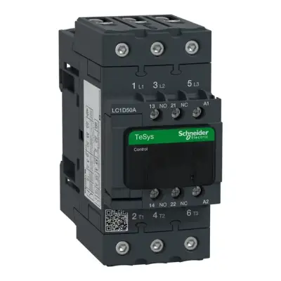 Schneider Electric - LC1D50AE7 - TeSys D kontaktör - 3P(3 NA) - AC-3 - <= 440 V 50 A - 48 V AC 50/60 Hz bobin - 1
