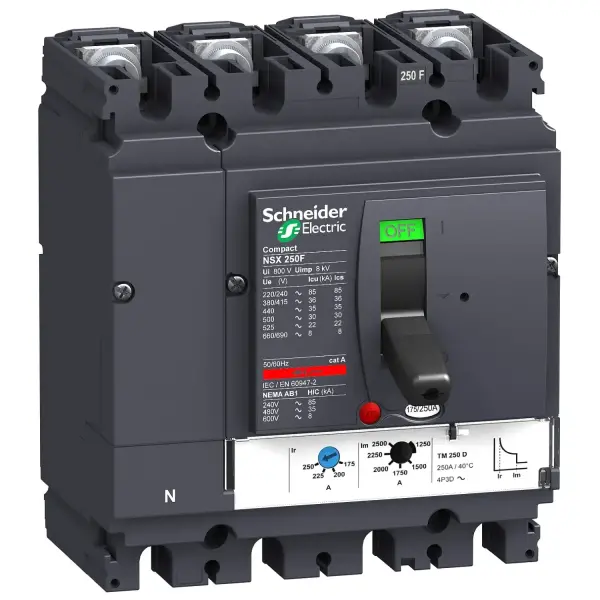 Schneider Electric - LV431640 - devre kesici Compact NSX250F - TMD - 250 A - 4 kutup 3d - 1