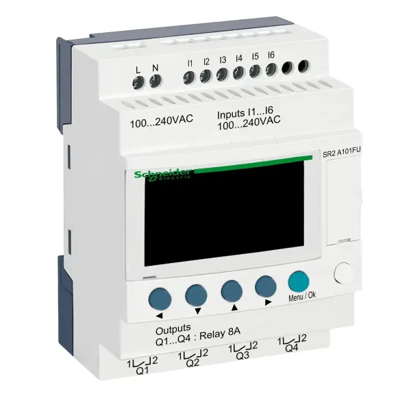 Schneider Electric - SR2A101FU - kompakt akıllı röle Zelio Logic - 10 G Ç - 100..240 V AC - saat yok - ekran - 1