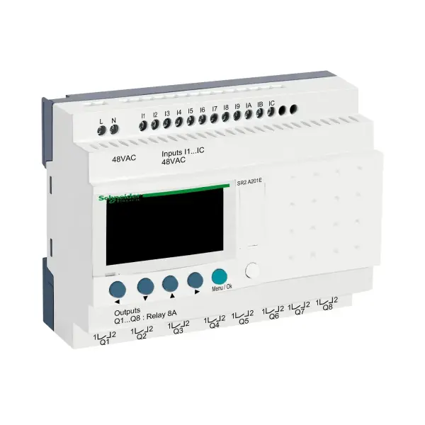 Schneider Electric - SR2A201E - Kompakt akıllı röle, Zelio Logic, 20 I/O, 48 V AC, saat yok, ekran - 1