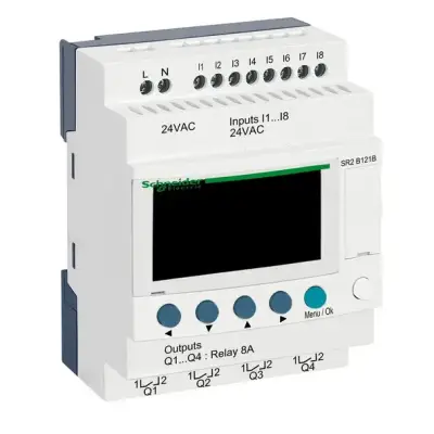 Schneider Electric - SR2B121B - kompakt akıllı röle Zelio Logic - 12 G Ç - 24 V AC - saat - ekran - 1